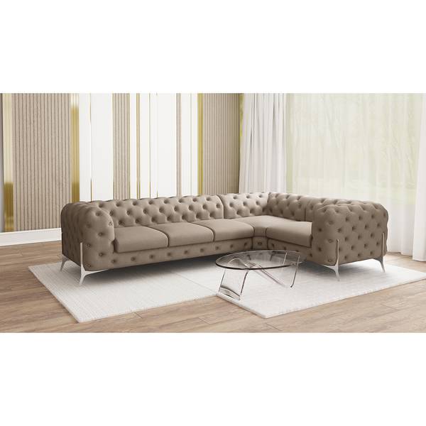Ecksofa Laviva V Microfaser Enza: Cappuccino - 323 x 200 cm - Ausrichtung rechts
