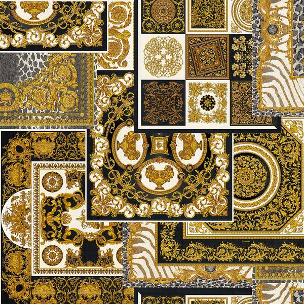 Vliestapete Versace Decoupage Luxus Vlies - Schwarz / Gold