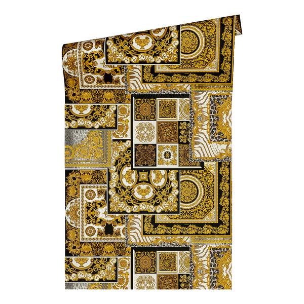Vliestapete Versace Decoupage Luxus Vlies - Schwarz / Gold