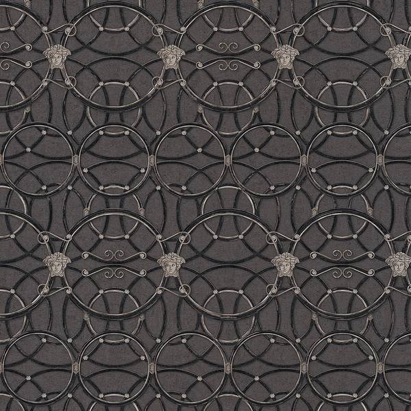 Fotomurale Versace Motivi a cerchio I Tessuto non tessuto - Argento / Nero