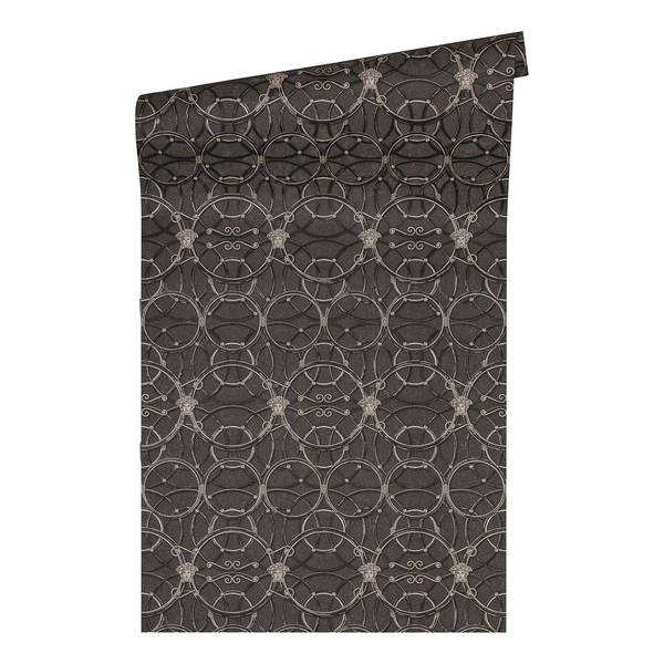 Fotomurale Versace Motivi a cerchio I Tessuto non tessuto - Argento / Nero