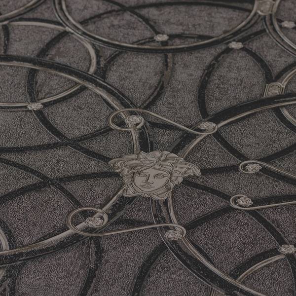 Fotomurale Versace Motivi a cerchio I Tessuto non tessuto - Argento / Nero