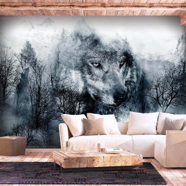 Fotomurale Mountain Predator Tessuto non tessuto premium - Nero / Bianco - 150 x 105 cm