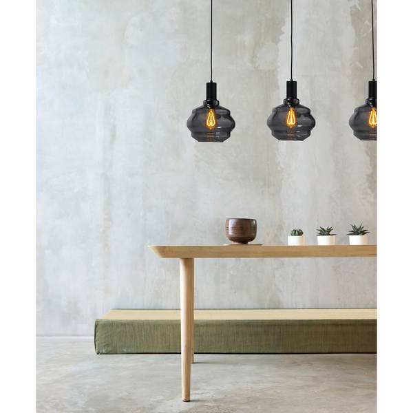 Pendelleuchte Porto XI Klarglas / Stahl - 3-flammig