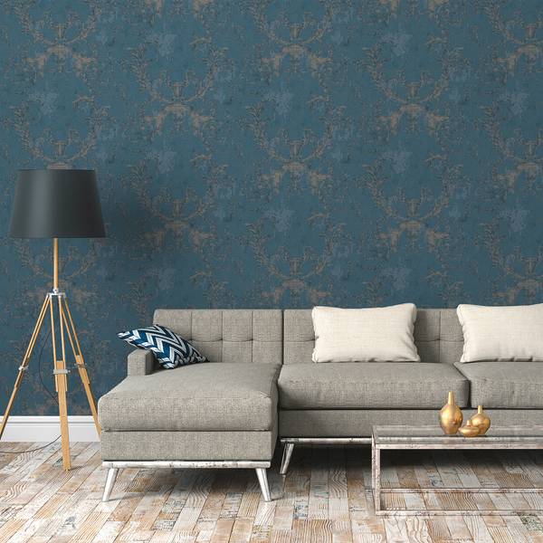 Fotomurale Barocco vintage Blu - 0,53m x 10,05m - Blu