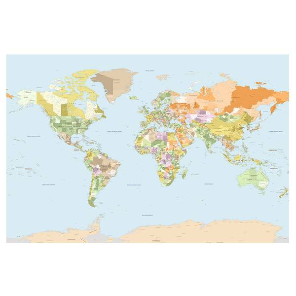 Fotomurale Cartina politica Tessuto non tessuto - Multicolore - 384 x 255 cm