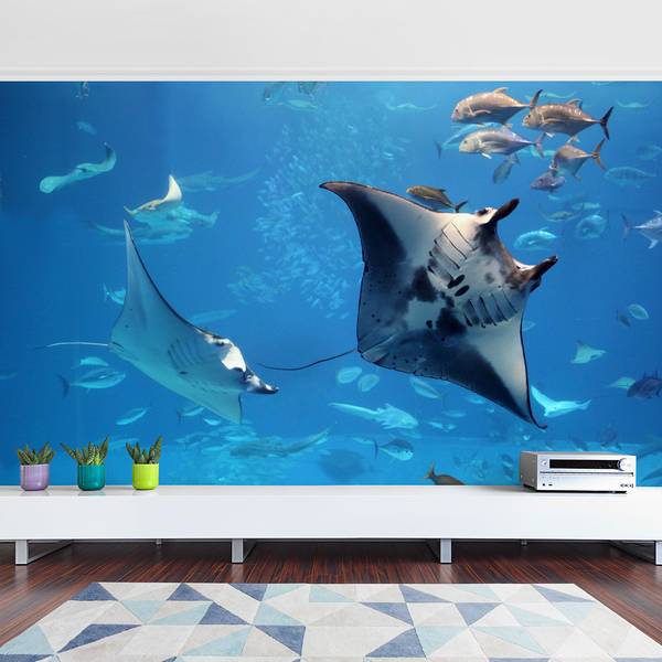 Fotomurale Manta Ray Tessuto non tessuto - Blu - 432 x 290 cm