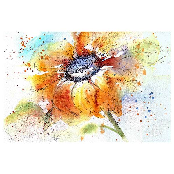 Fotomurale Painted Sunflower Tessuto non tessuto - Arancione - 384 x 255 cm