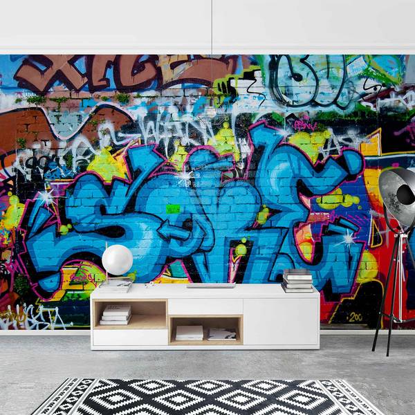 Fotomurale Colours of Graffiti Tessuto non tessuto - Blu - 432 x 290 cm