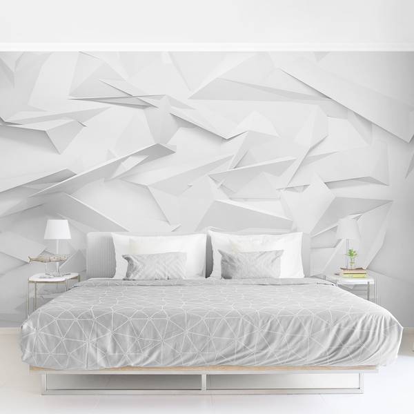 Vliesbehang Abstract 3D Optiek vliespapier - wit - 432 x 290 cm