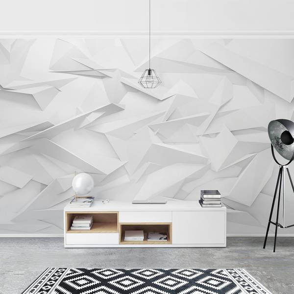 Vliesbehang Abstract 3D Optiek vliespapier - wit - 432 x 290 cm