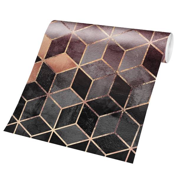 Vliestapete Goldene Geometrie Vliespapier - Grau / Rosa - 432 x 290 cm