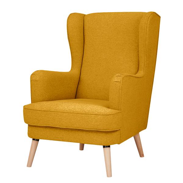 Fauteuil bergère Limeri II Feutre - Feutre Blix: Jaune moutarde - Avec repose-pieds