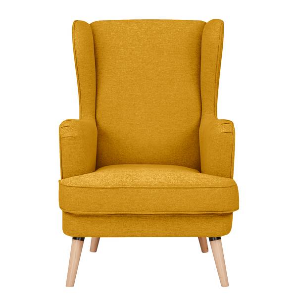 Fauteuil bergère Limeri II Feutre - Feutre Blix: Jaune moutarde - Avec repose-pieds