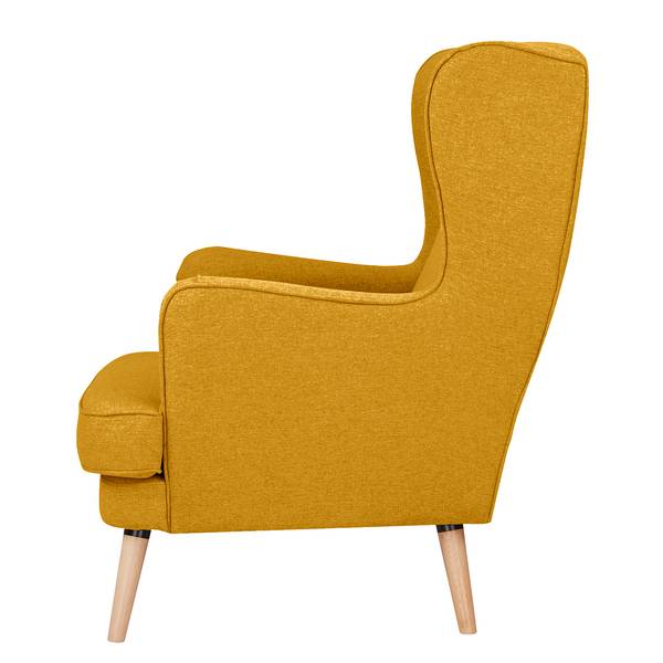 Fauteuil bergère Limeri II Feutre - Feutre Blix: Jaune moutarde - Avec repose-pieds