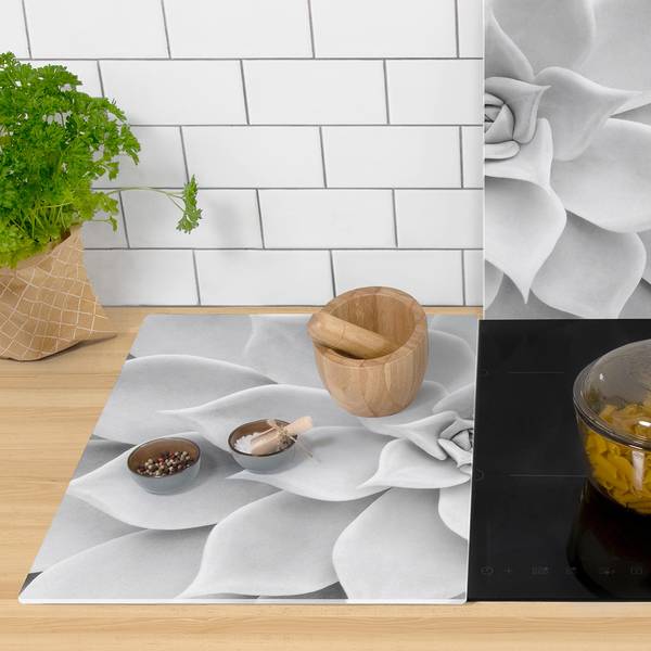 Protège-plaque de cuisson Succulente Verre de sécurité - Noir / Blanc - 60 x 52 cm
