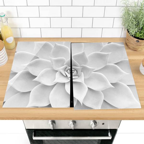 Protège-plaque de cuisson Succulente Verre de sécurité - Noir / Blanc - 60 x 52 cm