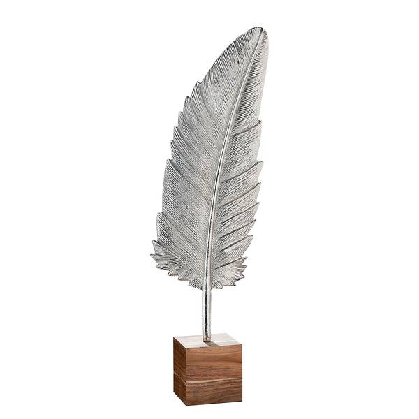 Dekoobjekt Feder auf Base Aluminium - Silber