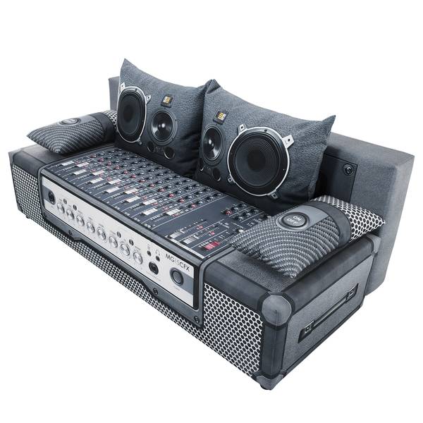 Schlafsofa Gabun Flachgewebe - Blau / Silber - Wellenunterfederung