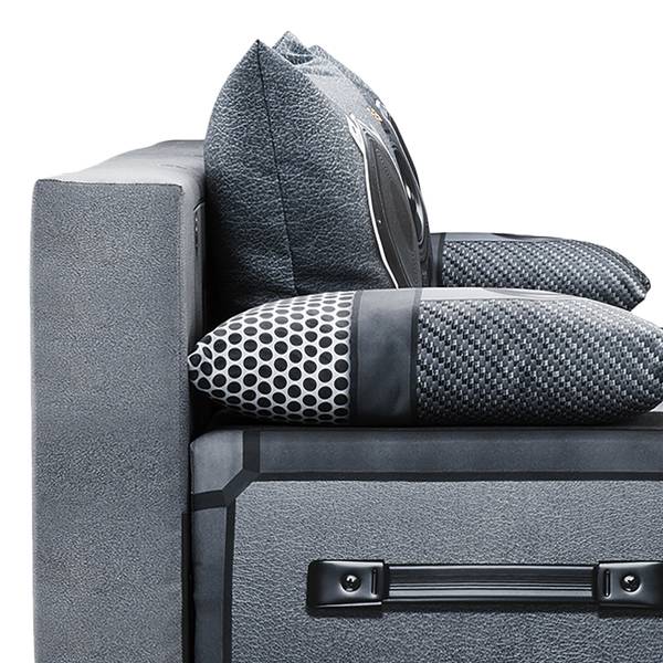 Schlafsofa Gabun Flachgewebe - Blau / Silber - Wellenunterfederung