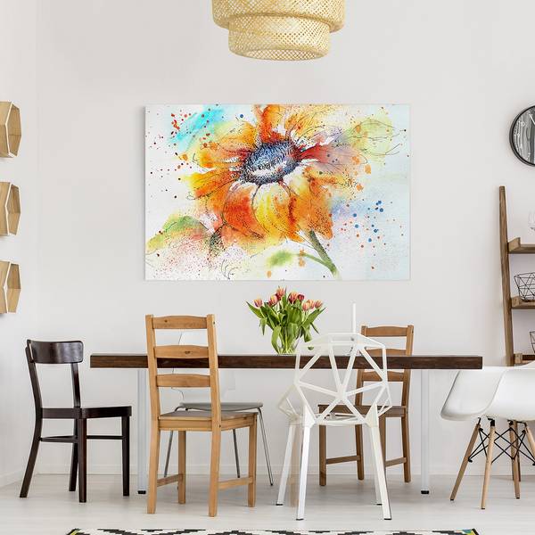 Canvas Painted Sunflower I Arancione - 90 x 60 x 2 cm - Larghezza: 90 cm