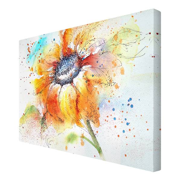 Canvas Painted Sunflower I Arancione - 90 x 60 x 2 cm - Larghezza: 90 cm