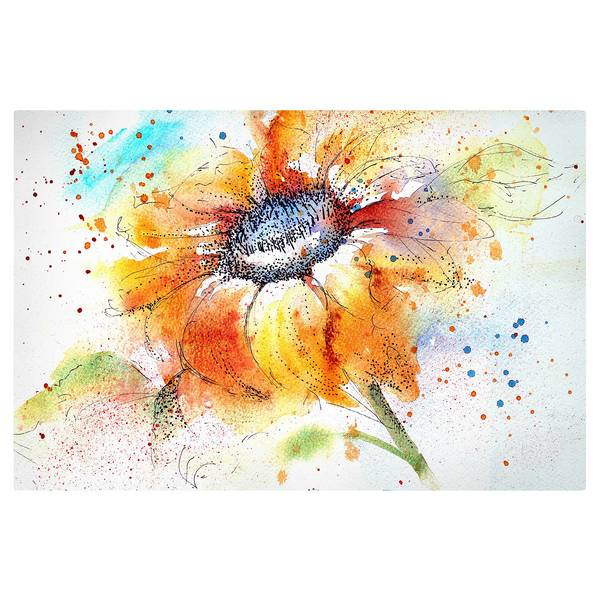 Canvas Painted Sunflower I Arancione - 90 x 60 x 2 cm - Larghezza: 90 cm