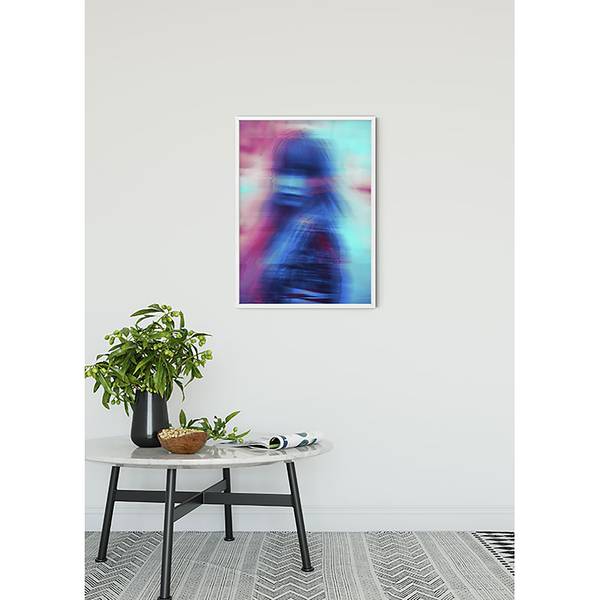 Wandbild Neon Girl Papier - Mehrfarbig