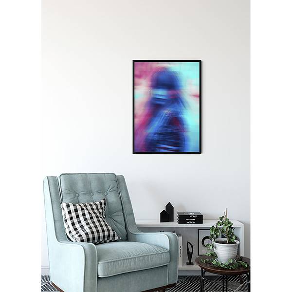 Wandbild Neon Girl Papier - Mehrfarbig