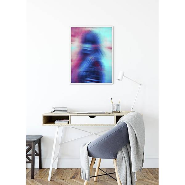 Wandbild Neon Girl Papier - Mehrfarbig