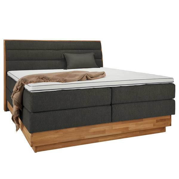 Boxspring Merkur platweefsel Oria: grafietkleurig - 180 x 200 cm - H4