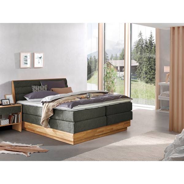 Boxspring Merkur platweefsel Oria: grafietkleurig - 180 x 200 cm - H4