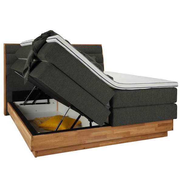 Boxspring Merkur platweefsel Oria: grafietkleurig - 180 x 200 cm - H4