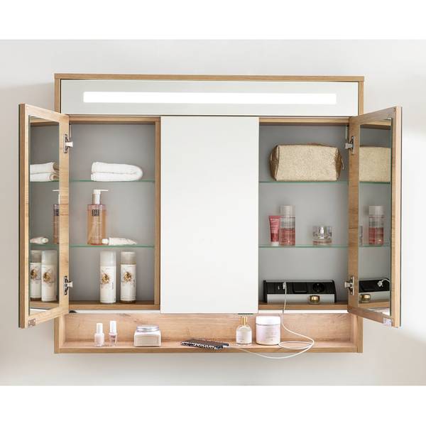 Badkamerset Natura I (2-delig) incl. verlichting - knoestig eikenhouten look