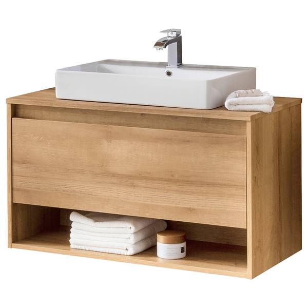 Badkamerset Natura I (2-delig) incl. verlichting - knoestig eikenhouten look