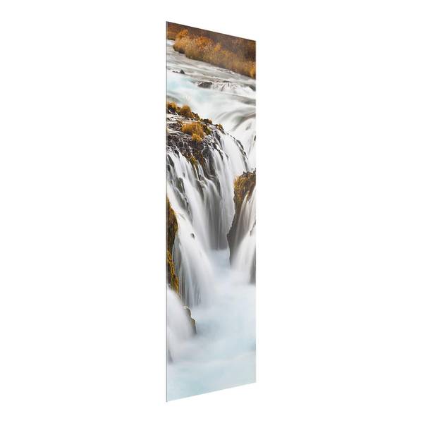 Glasbild Brúarfoss Wasserfall in Island Weiß - 30 x 80 x 0,4 cm - 30 x 80 cm