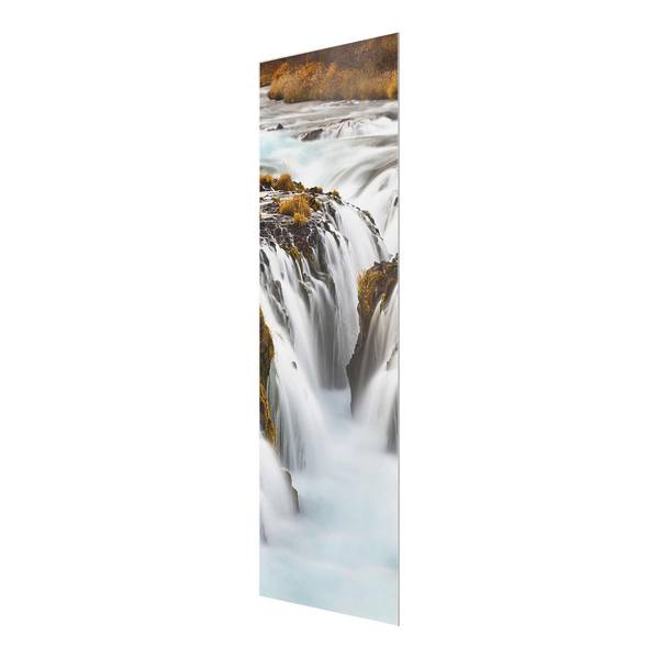Glasbild Brúarfoss Wasserfall in Island Weiß - 30 x 80 x 0,4 cm - 30 x 80 cm