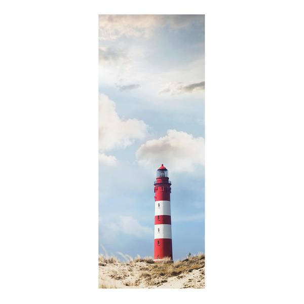 Glasbild Leuchtturm in den Dünen II Blau - 125 x 50 x 0,4 cm