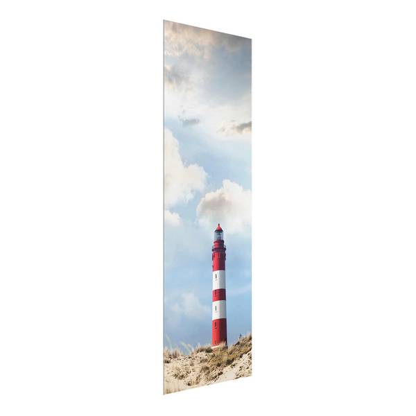 Glasbild Leuchtturm in den Dünen II Blau - 125 x 50 x 0,4 cm
