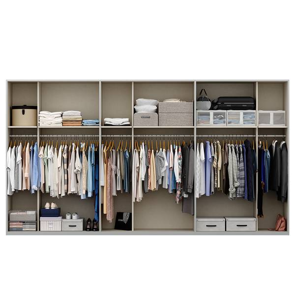 Schwebetürenschrank SKØP reflect Seidengrau - 405 x 222 cm - 3 Türen