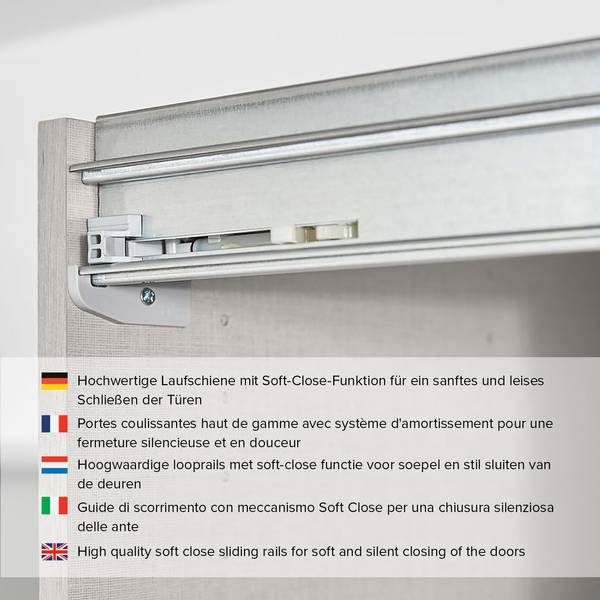 Schwebetürenschrank SKØP reflect Seidengrau - 405 x 222 cm - 3 Türen