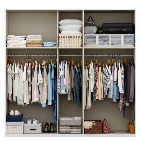 Schwebetürenschrank SKØP  pure reflect+ Alpinweiß - 225 x 222 cm - 2 Türen