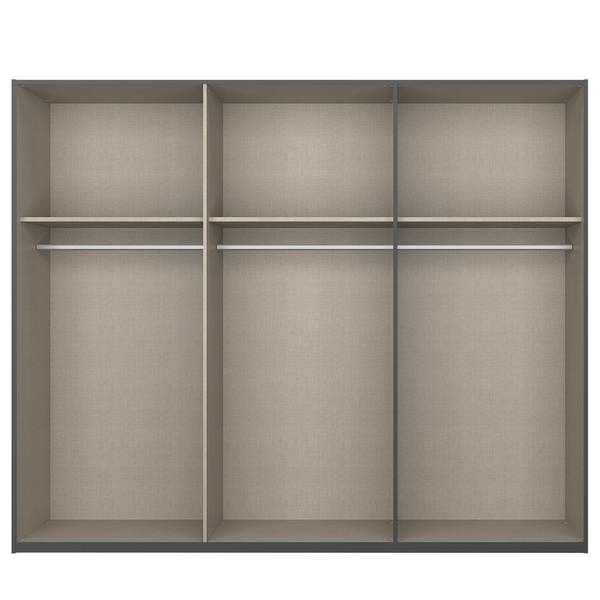 Schwebetürenschrank SKØP gloss reflect Graphit / Hochglanz Weiß - 270 x 222 cm - 3 Türen