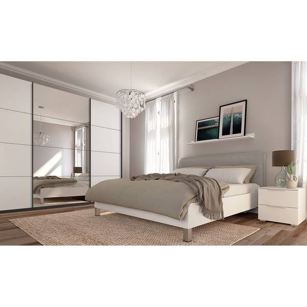 Schwebetürenschrank SKØP gloss reflect Graphit / Hochglanz Weiß - 270 x 222 cm - 3 Türen