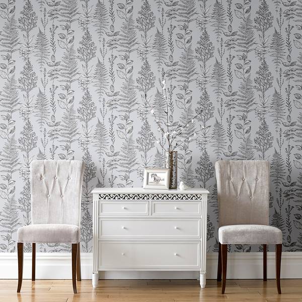 Papier peint intissé Botanischer Mix Gris - 0,52 x 10,05 x 0,02 m