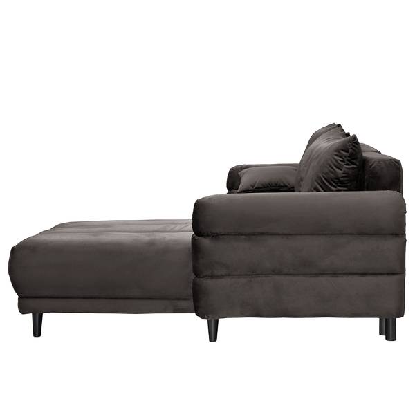 Divano letto angolare Logan Velluto - Velluto Ravi: grigio marrone - Longchair preimpostata a destra - Funzione letto