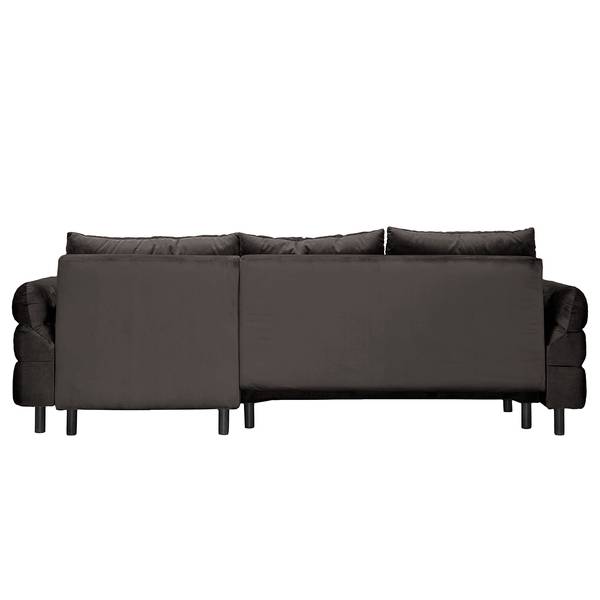 Divano letto angolare Logan Velluto - Velluto Ravi: grigio marrone - Longchair preimpostata a destra - Funzione letto