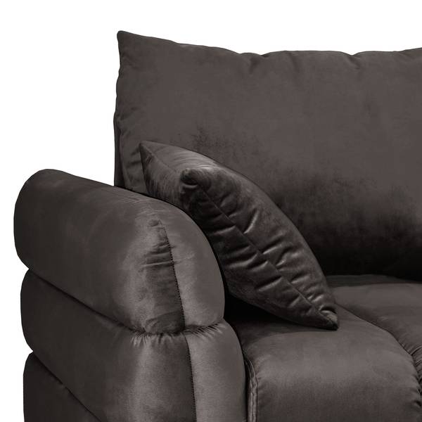 Divano letto angolare Logan Velluto - Velluto Ravi: grigio marrone - Longchair preimpostata a destra - Funzione letto