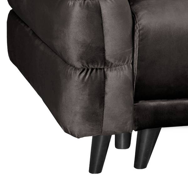 Divano letto angolare Logan Velluto - Velluto Ravi: grigio marrone - Longchair preimpostata a destra - Funzione letto