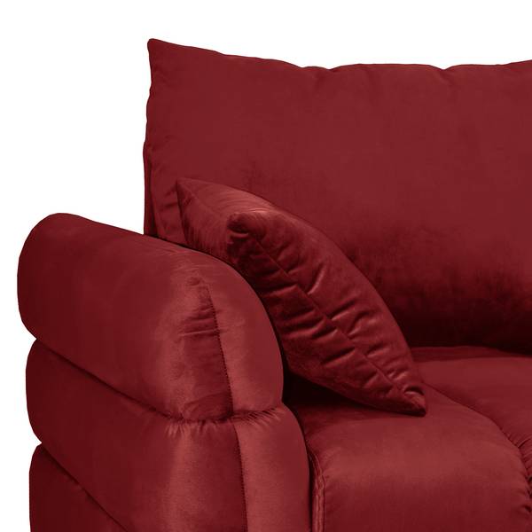 Hoekbank Logan fluweel - velours Ravi: bordeaux - chaise longue vooraanzicht rechts - met slaapfunctie